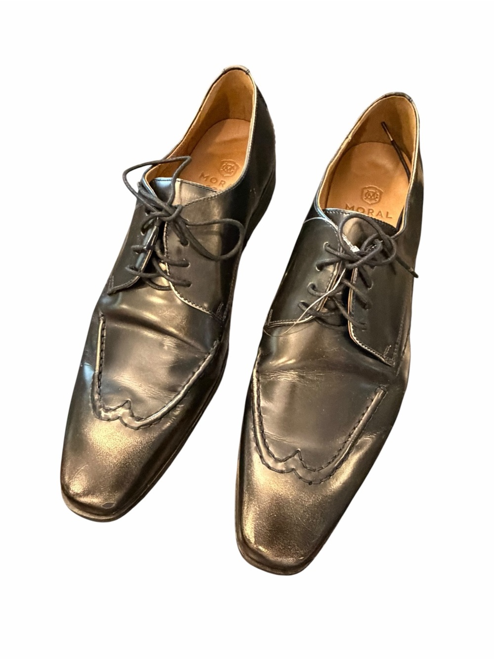 Moral Code Black Wingtip Oxfords Size 10M Scrupulous 32992 Lace Up Leather